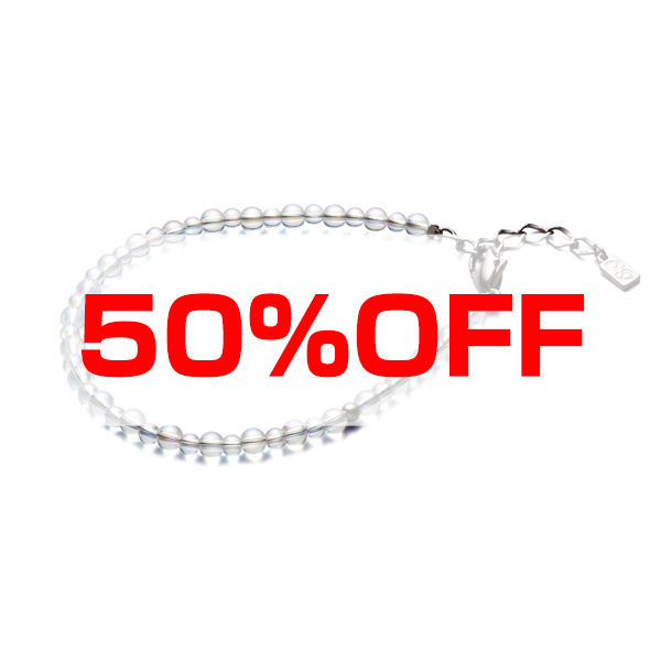 【50％OFF】チタン水晶コンビブレス(3mm・4mm玉) 17cm