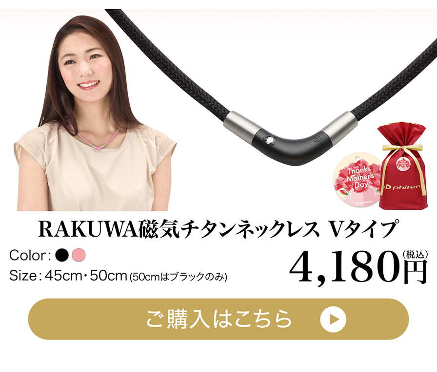 母の日ギフト RAKUWA磁気チタンネックレス Vタイプ