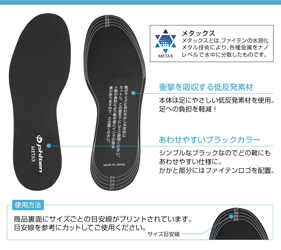 インソール フラットタイプ メタックス | ファイテン公式通販サイト
