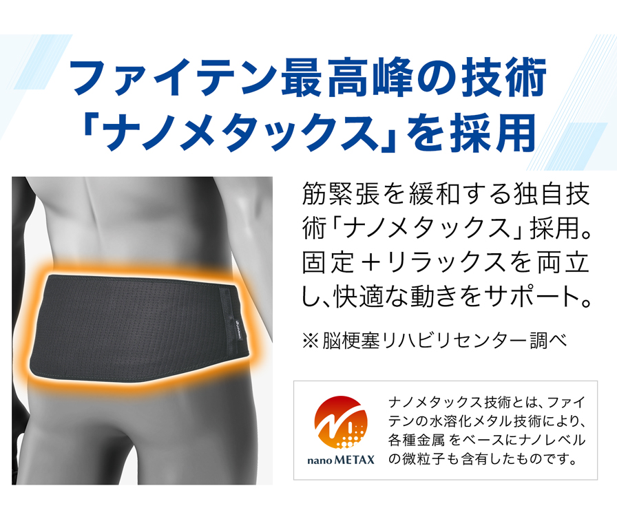 ファイテン最高票の技術「ナノメタックス」を採用