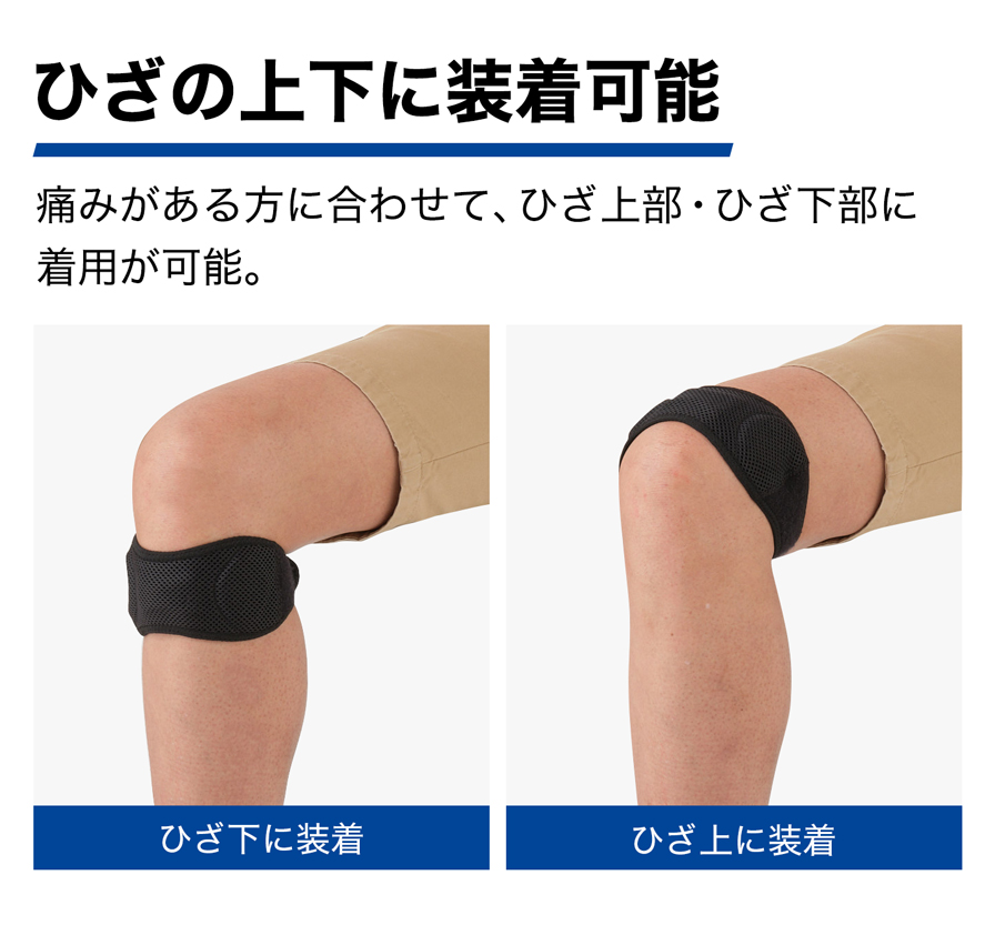 ひざの上下に装着可能