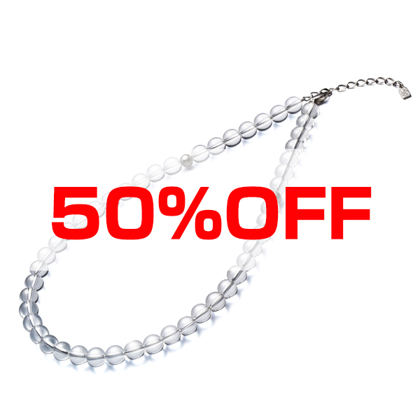 【50％OFF】水晶ネックレス(8mm玉) 50cm