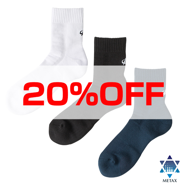 【20％OFF】スポーツソックス 丸つま先 セミロング(2足組)