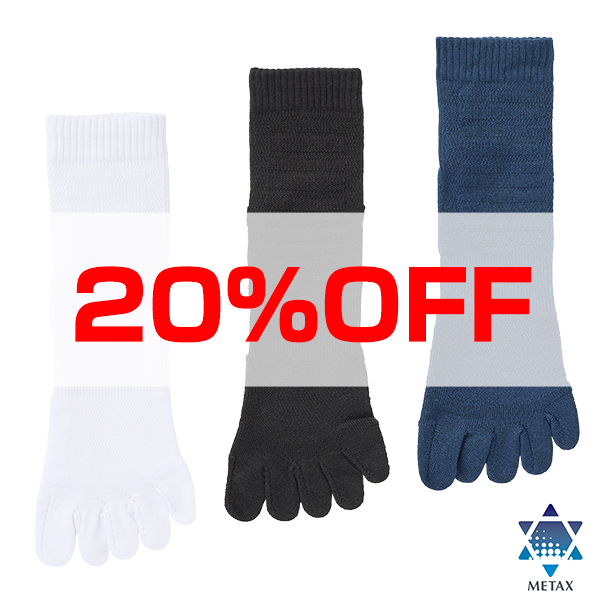 【20％OFF】スポーツソックス 5本指 セミロング(2足組)