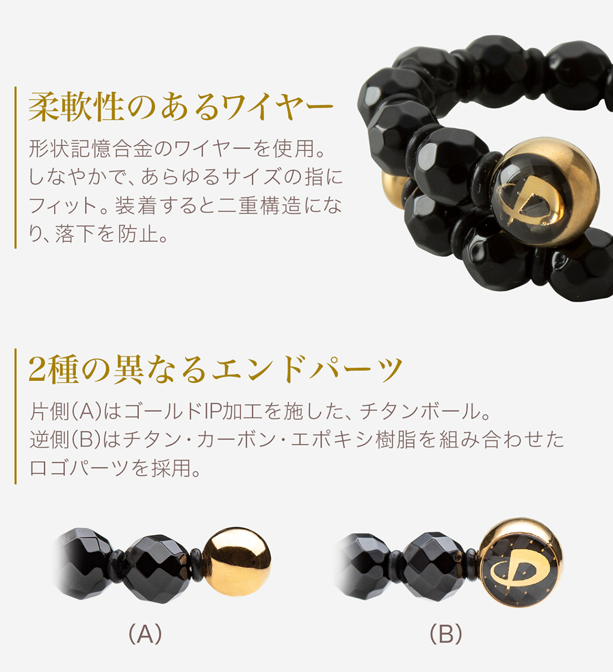 柔軟性のあるワイヤー ２種の異なるエンドパーツ